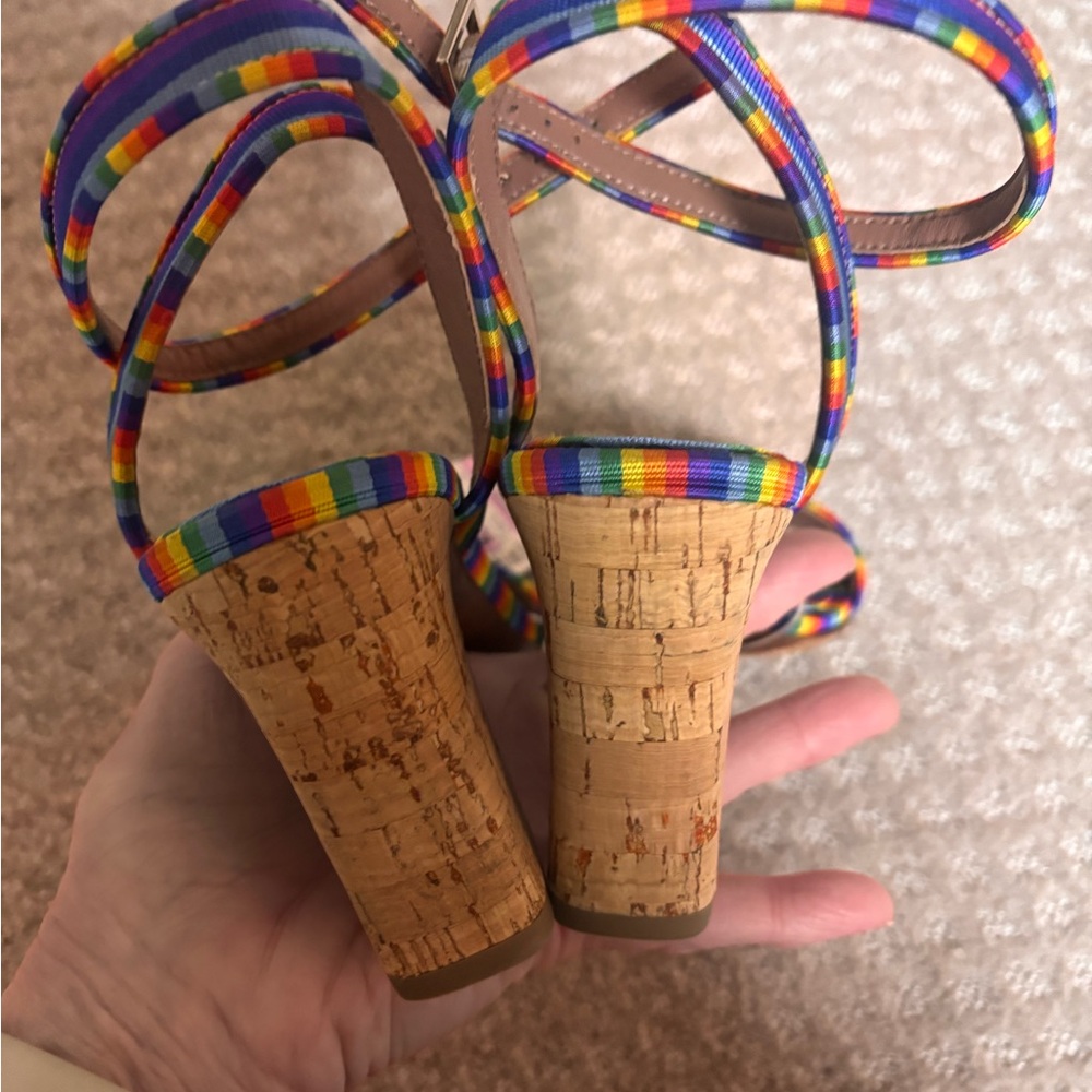 Tabitha Simmons Letitia rainbow stripe silk Sandals - Picture 7 of 9